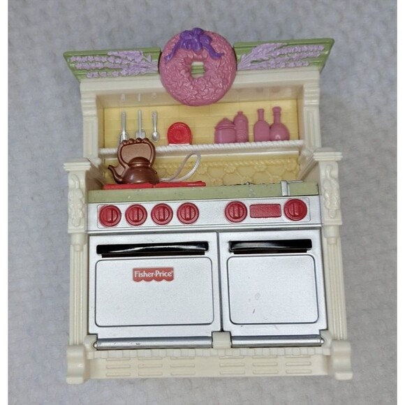 Vintage Fisher Price My Loving Family Dollhouse Chairs Stove Refrigerator Lot - Picture 6 of 16